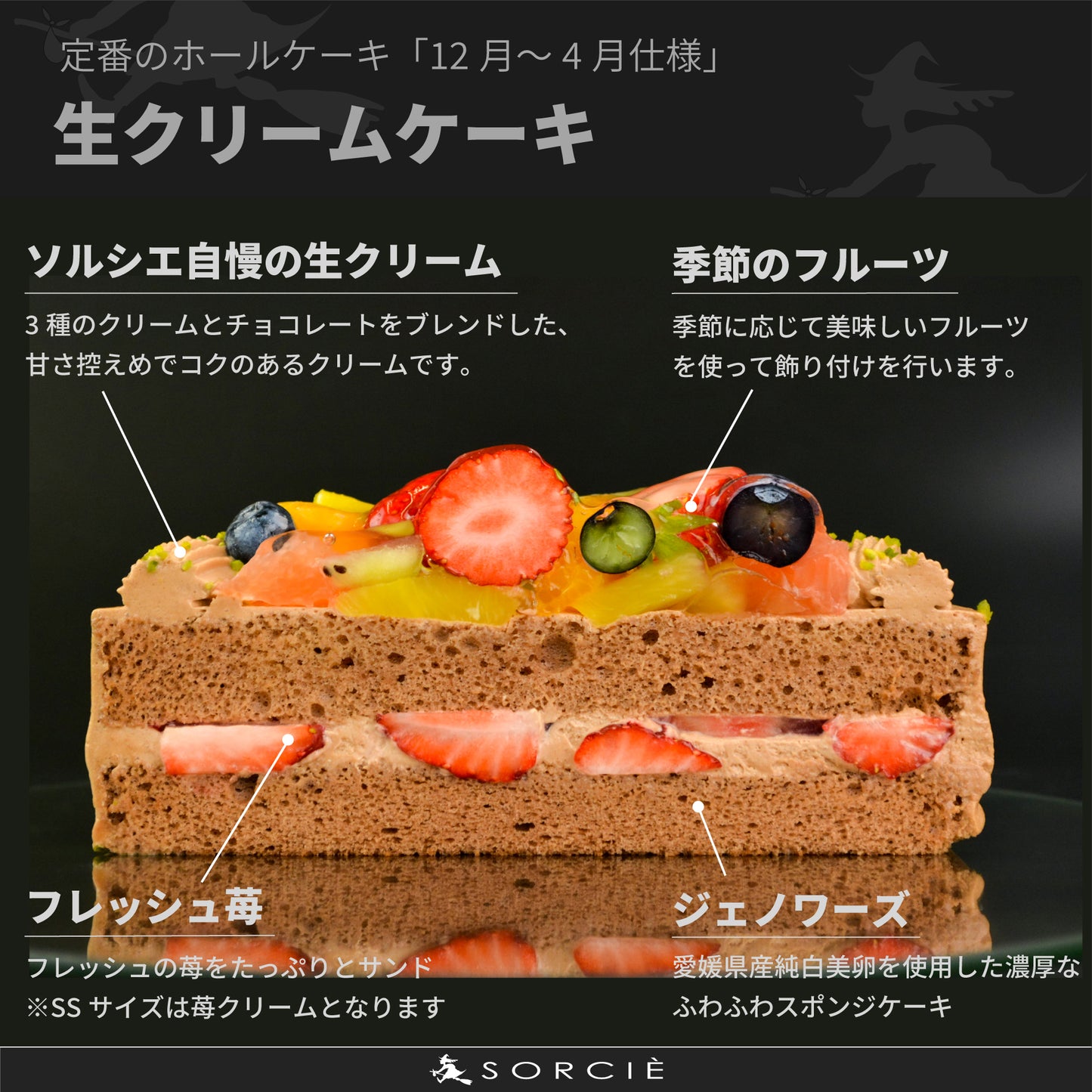 【店舗受取】チョコクリームフルーツデコレーションケーキ