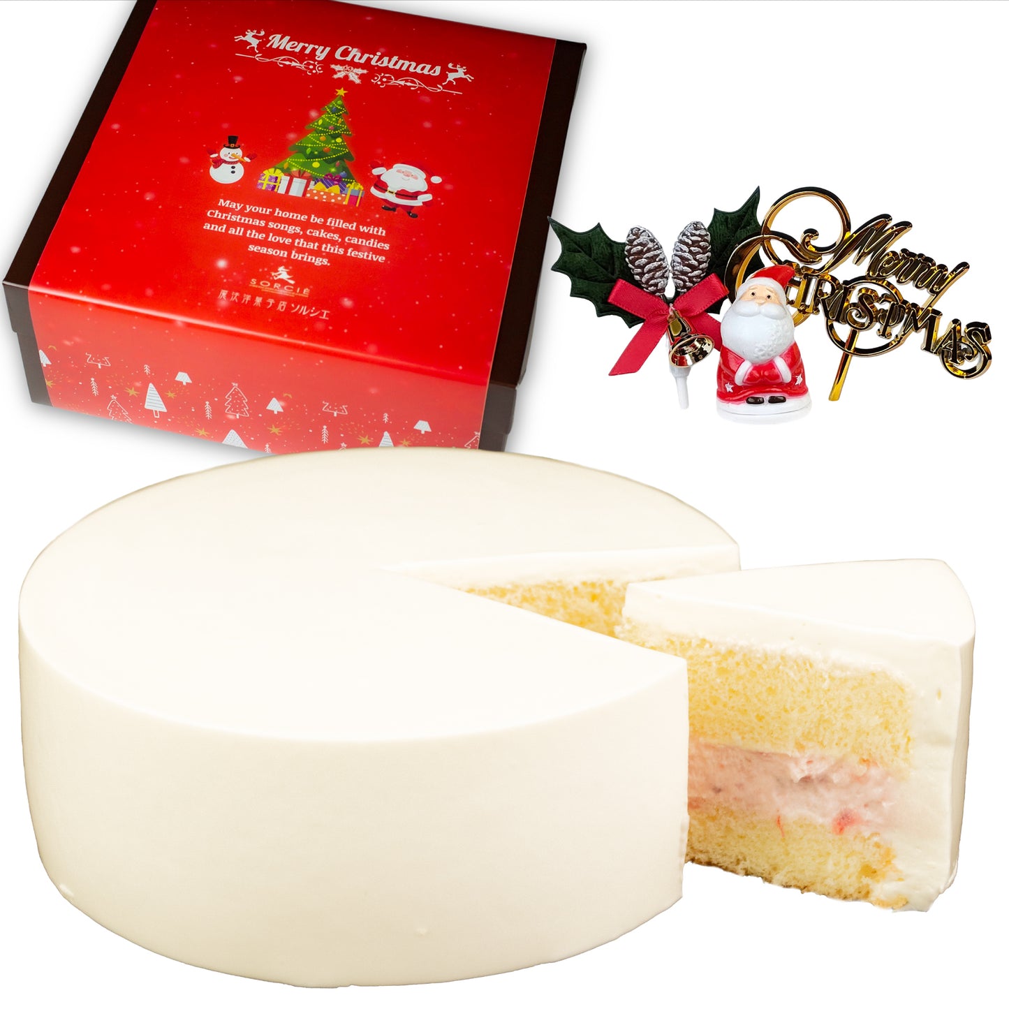 【宅配】クリスマスケーキ 2024 デコるだケーキ 4号サイズ 直径13.5cm 2~4人分