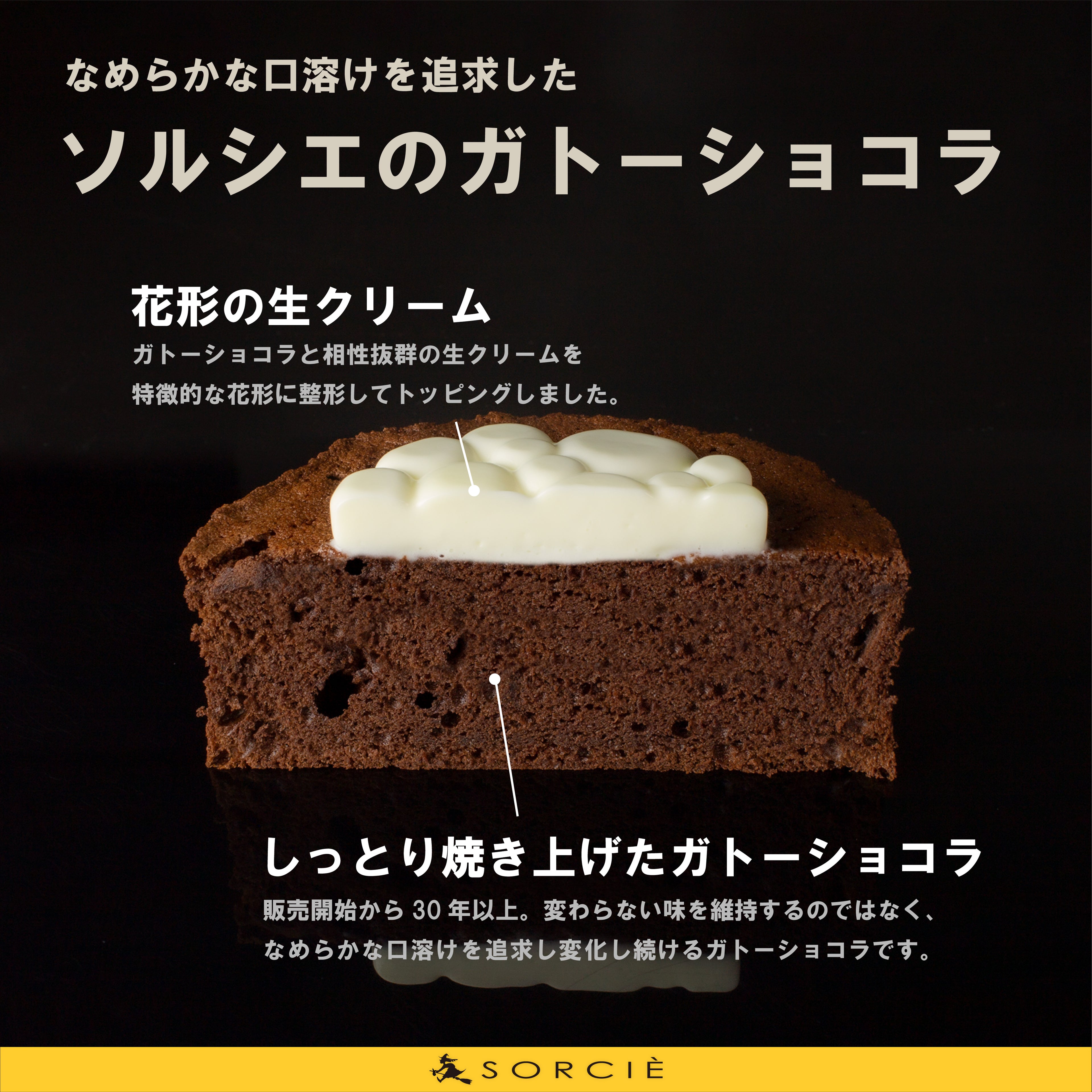 ガトーショコラクラシック4号サイズの断面と解説