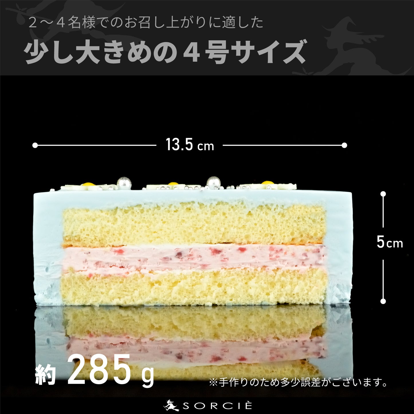 【宅配】センイルケーキ 4号サイズ 13.5cm 2人～4人分 約270g 【天然色素のみ使用】