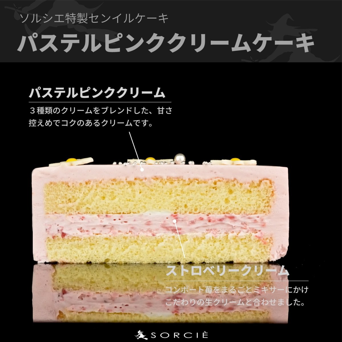 クリスマスケーキ 2025 センイルケーキ ピンク - 魔法洋菓子店ソルシエ