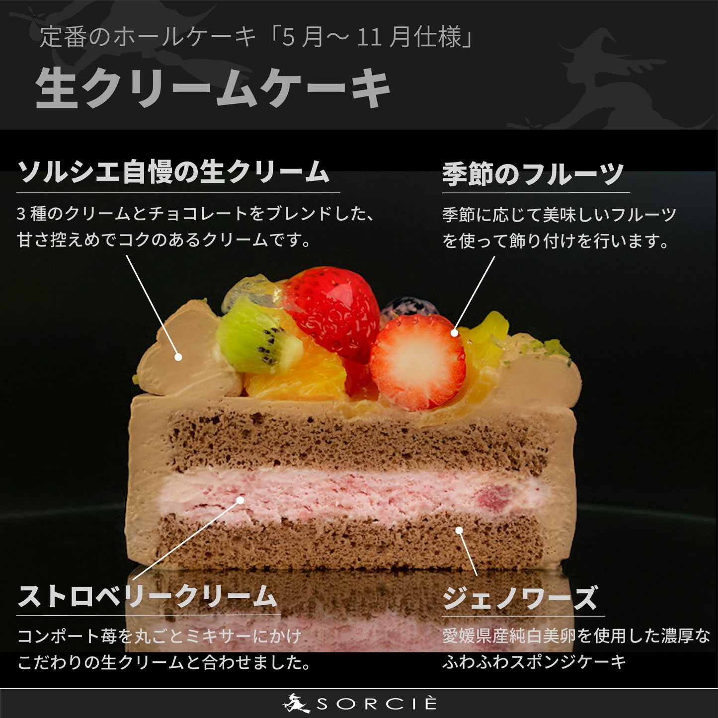【店舗受取】チョコクリームフルーツデコレーションケーキ