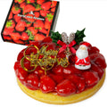 苺のコンポートタルトケーキ5号サイズのクリスマス飾り付き