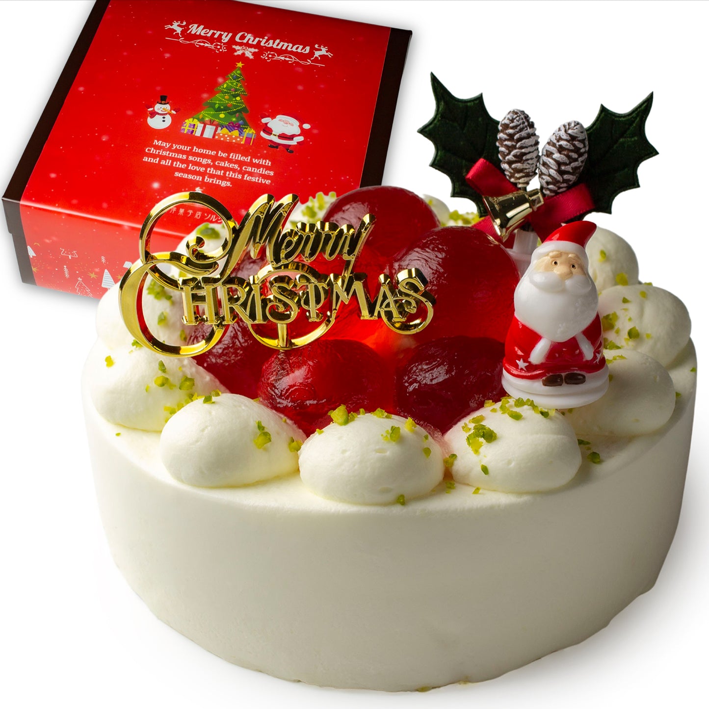 【店舗受取】クリスマスケーキ 2023 苺のジュレ玉 クリームデコレーション 5号 直径16cm 4～6人分 約600g