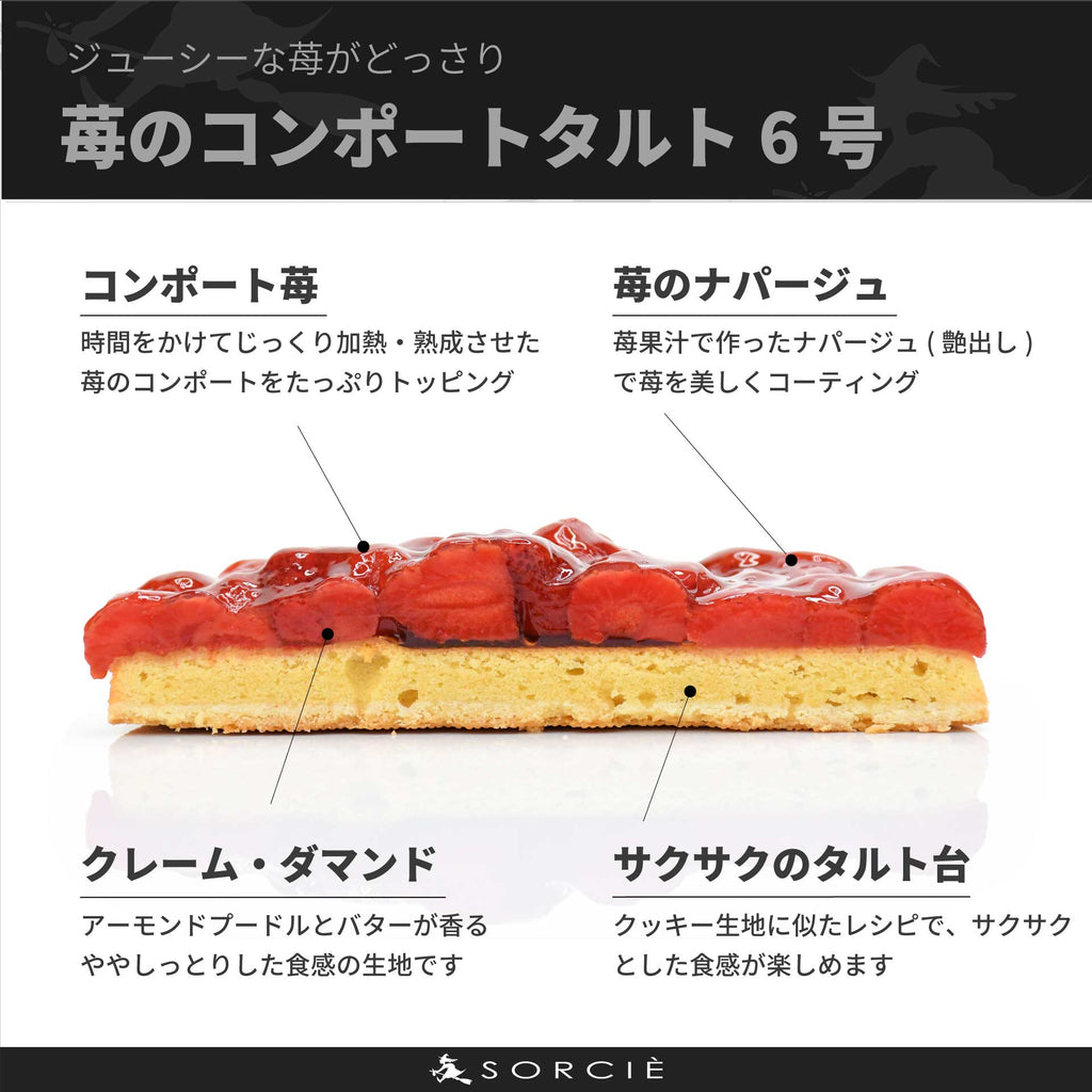 苺のコンポートタルトケーキ6号サイズの断面と解説