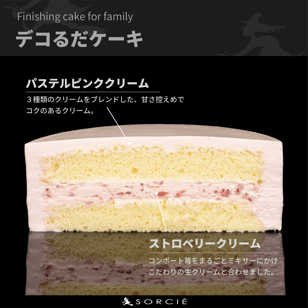 クリスマスケーキ 2025 デコるだケーキ（簡単手作りケーキベース） ピンク - 魔法洋菓子店ソルシエ