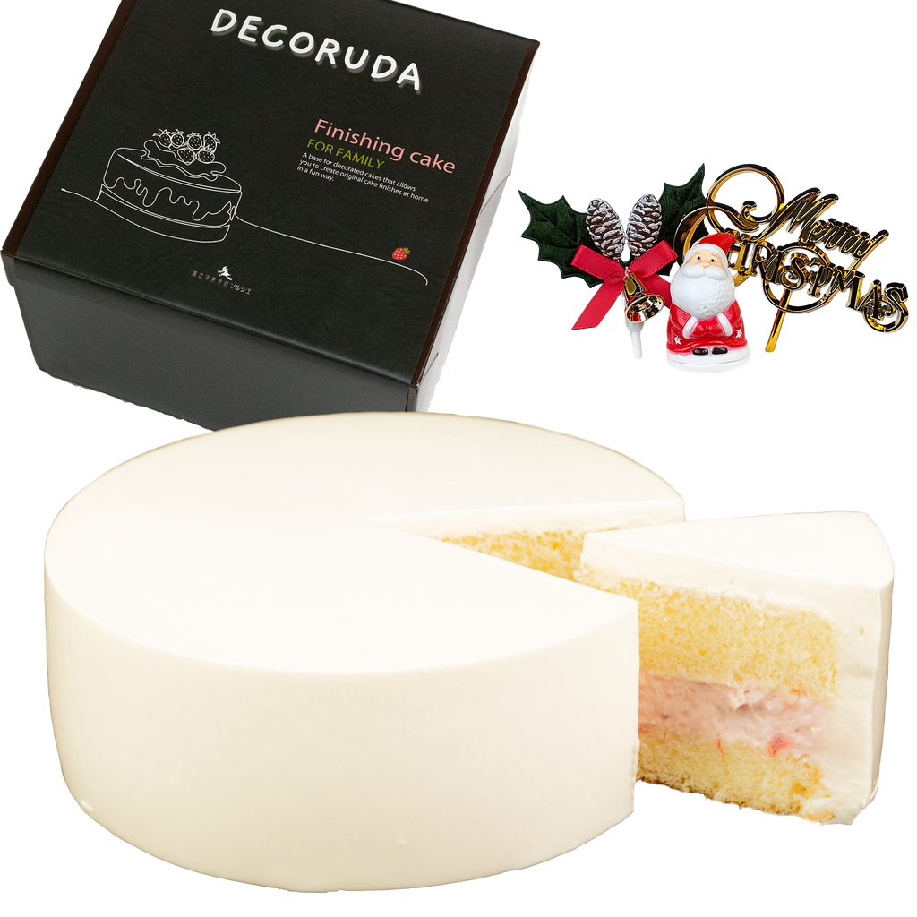 デコるだケーキ（簡単手作りケーキベース） ホワイトのクリスマス飾り付き