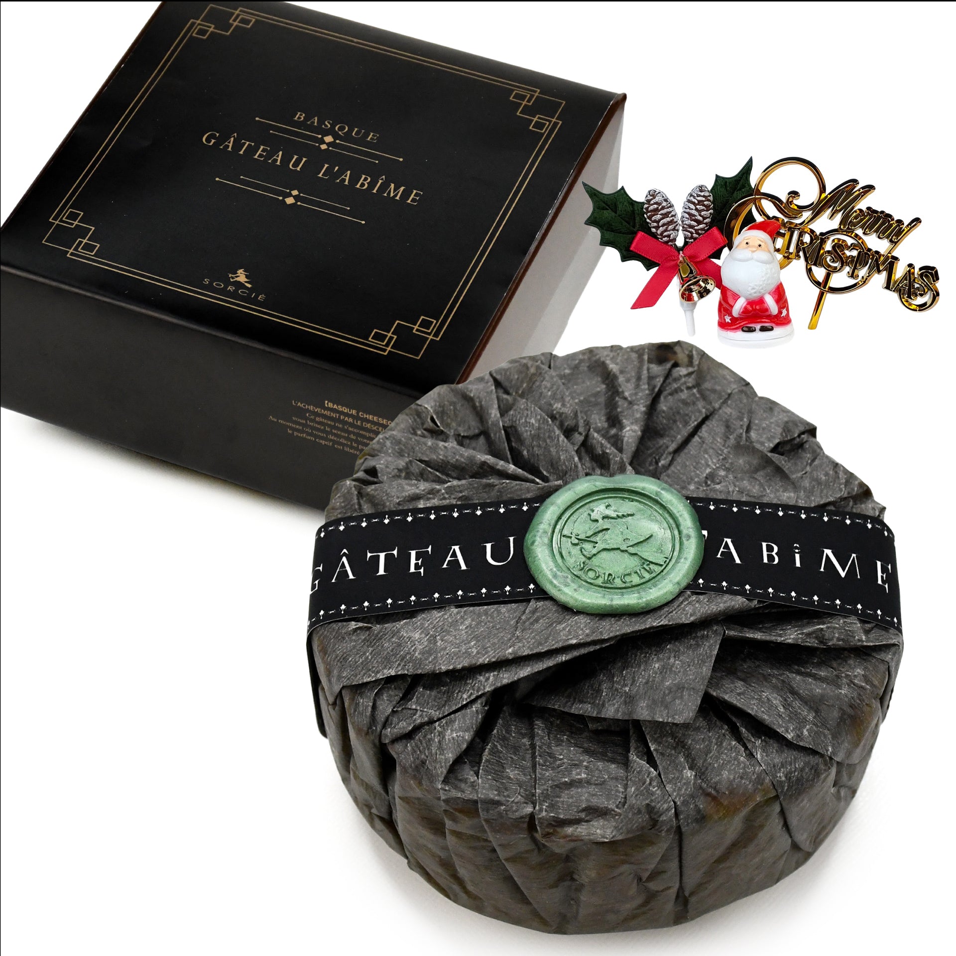 抹茶バスクチーズケーキ 4号 クリスマス飾り付きのイメージ。