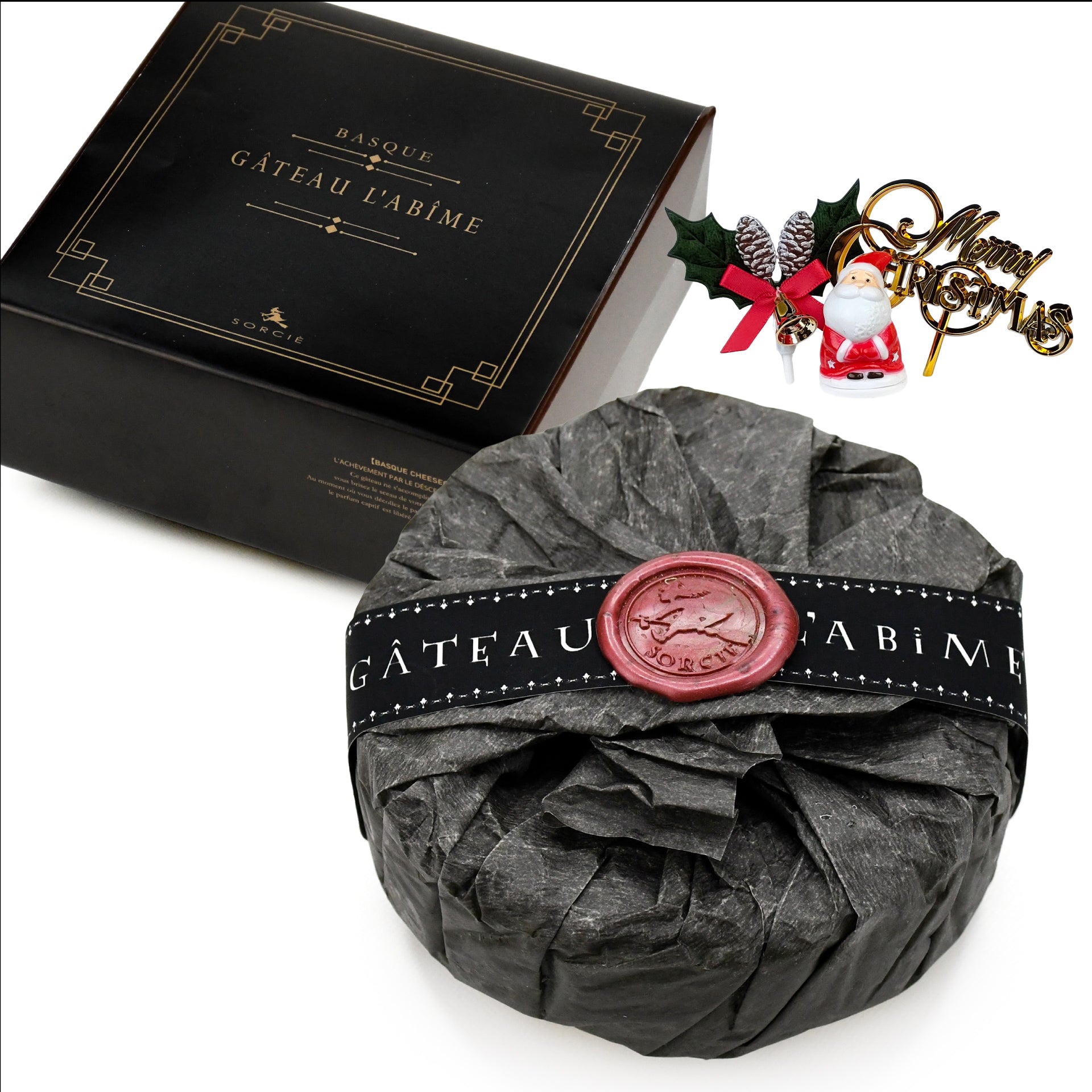 苺バスクチーズケーキ 4号 クリスマス飾り付きのイメージ。