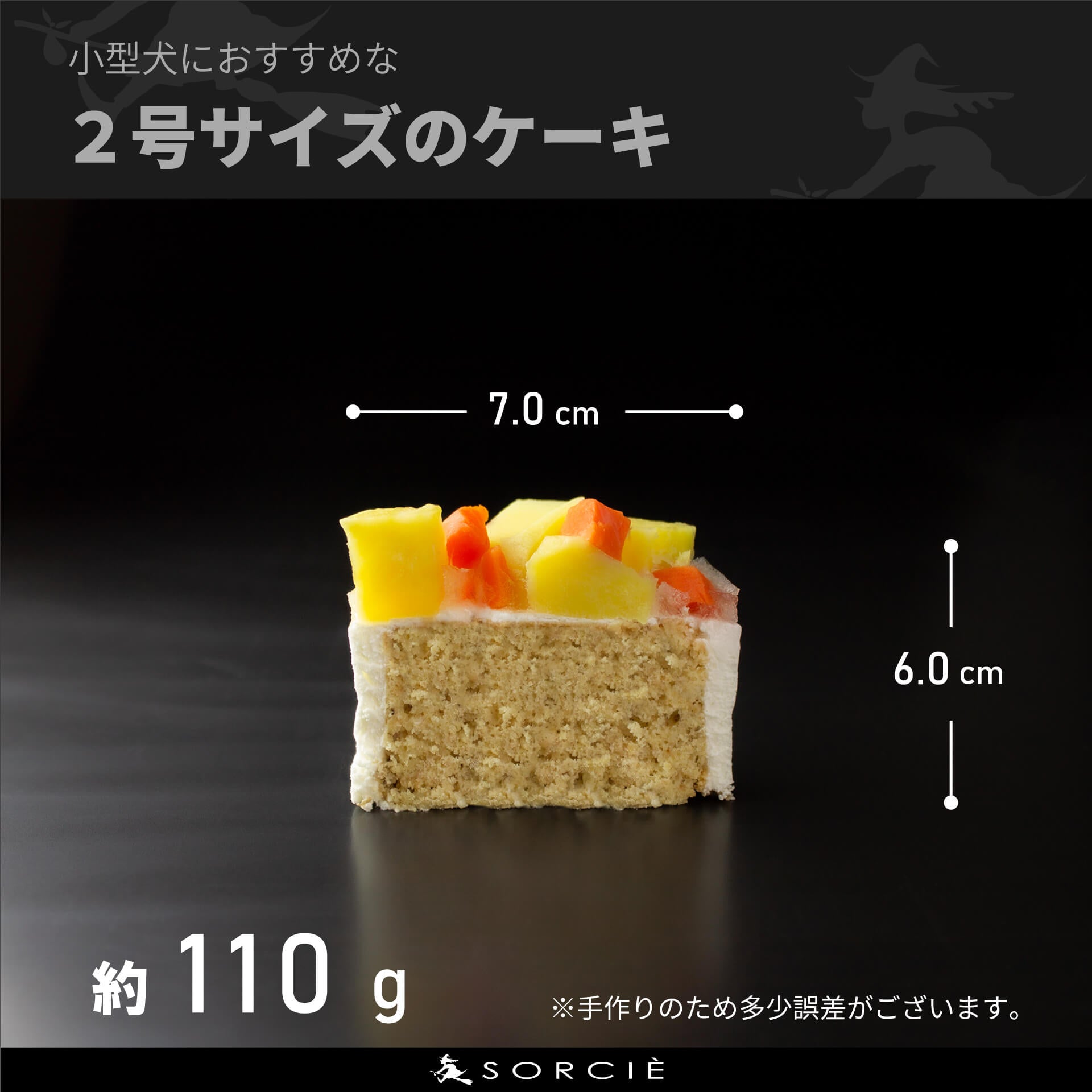 犬用クリームケーキ2号サイズ（クッキー付）の断面と大きさ解説